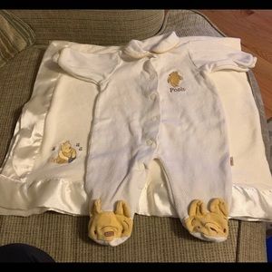 Preemie onesie and matching blanket